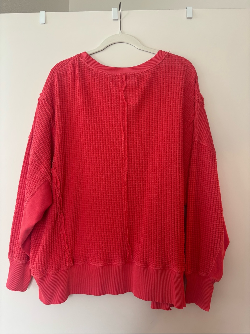 Women's Red Waffle-Knit Pullover Sweater - Picture 2 of 4